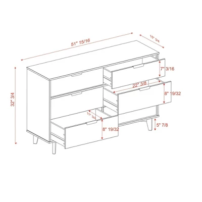 Mid-Century Modern Groove Wood 6 Drawer Dresser - Saracina Home 7 Mid-Century Modern Groove Wood 6 Drawer Dresser - Saracina Home - Image 7