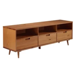 Cara 3 Drawer Mid-Century Modern 3 Drawer TV Stand For TVs Up To 80" - Saracina Home -Cozy Living Sales Store GUEST 03065cb2 d563 4f37 956c bc1c12b2c653
