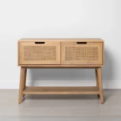 Wood & Cane Console Table With Pull-Down Drawers - Hearth & Hand™ With Magnolia 20 Wood & Cane Console Table With Pull-Down Drawers - Hearth & Hand™ With Magnolia -Cozy Living Sales Store GUEST 035057b8 c534 4483 bcfa bec1b2f8f625