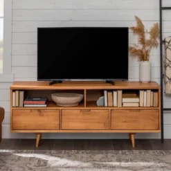 Cara Mid-Century Modern 3 Drawer TV Stand For TVs Up To 65" - Saracina Home 30 Cara Mid-Century Modern 3 Drawer TV Stand For TVs Up To 65" - Saracina Home -Cozy Living Sales Store GUEST 0382d846 581a 4903 9ef0 400ed4eadf41