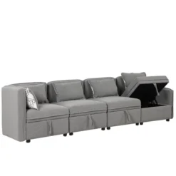 122.8" Minimalist Convertible Modular Sofa, Upholstered Sectional Sofa Couch With 5 Pillows-ModernLuxe 21 122.8" Minimalist Convertible Modular Sofa, Upholstered Sectional Sofa Couch With 5 Pillows-ModernLuxe -Cozy Living Sales Store GUEST 0b88129f dce1 47fc 9ec4 c57992a409e8