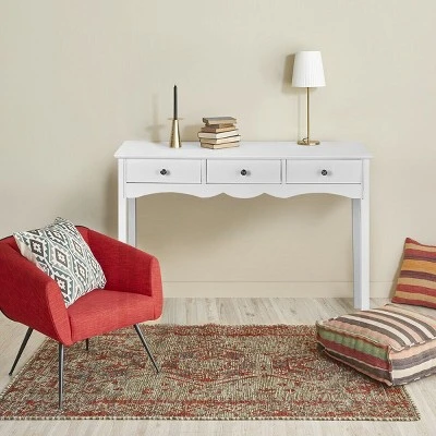 Costway Console Table Hall Table Side Table Desk Accent Table 3 Drawers Entryway White 4 Costway Console Table Hall Table Side Table Desk Accent Table 3 Drawers Entryway White - Image 4