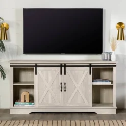 Modern Transitional Sliding Barndoor TV Stand For TVs Up To 65"- Saracina Home 30 Modern Transitional Sliding Barndoor TV Stand For TVs Up To 65"- Saracina Home -Cozy Living Sales Store GUEST 0fb4c269 34db 4148 b22d a4215d039ada