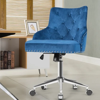 Tangkula Velvet Desk Chair Upholstered 360°Swivel Height Adjustable Rolling Office Chair For Office Bedroom Living Room 2 Tangkula Velvet Desk Chair Upholstered 360°Swivel Height Adjustable Rolling Office Chair For Office Bedroom Living Room - Image 2