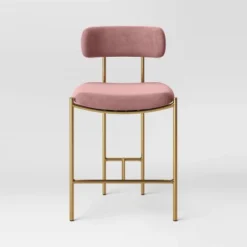 Orion Luxe Backed Counter Height Barstool With Brass Legs Blush Velvet - Threshold™ 4 Orion Luxe Backed Counter Height Barstool With Brass Legs Blush Velvet - Threshold™ -Cozy Living Sales Store GUEST 14e15387 9f1b 4518 bd75 5306d88e8f03