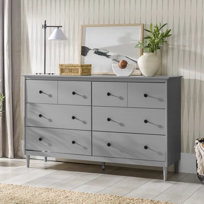 Stiva Classic Mid-Century Modern Horizontal 6 Drawer Dresser - Saracina Home 1 Stiva Classic Mid-Century Modern Horizontal 6 Drawer Dresser - Saracina Home