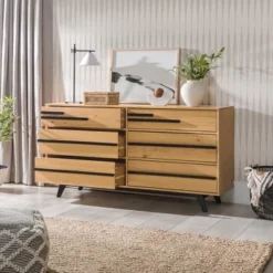 Modern 6 Drawer Double Dresser With Long Handles - Saracina Home -Cozy Living Sales Store GUEST 18b33b53 0bdf 442a bb37 dacdbb32549b
