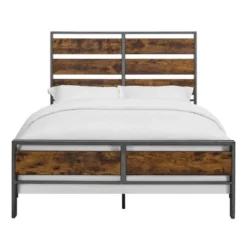 Queen Urban Chic Metal And Wood Plank Bed Brown - Saracina Home -Cozy Living Sales Store GUEST 1edbf943 9085 4030 9489 6c7babf0e6c6
