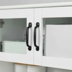 HOMCOM Freestanding Kitchen Pantry, 4-Door Buffet Cabinet With Hutch, Coffee Bar With Adjustable Shelves, 63.5 Inches, White 9 HOMCOM Freestanding Kitchen Pantry, 4-Door Buffet Cabinet With Hutch, Coffee Bar With Adjustable Shelves, 63.5 Inches, White -Cozy Living Sales Store GUEST 280f6d6f 7549 46dc 9872 58e221f9506c