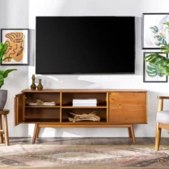 Solid Wood Mid-Century Modern TV Stand For TVs Up To 65" - Saracina Home 24 Solid Wood Mid-Century Modern TV Stand For TVs Up To 65" - Saracina Home -Cozy Living Sales Store GUEST 334bf308 b086 4c05 9568 1ae4a156a658