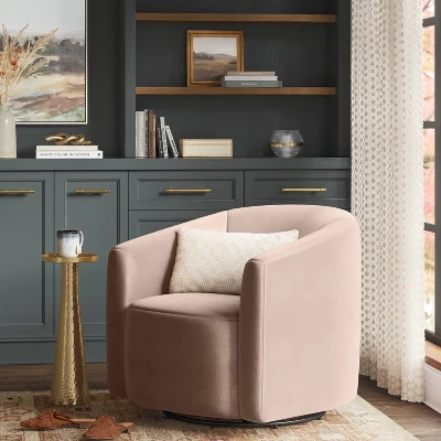 Large Aveline Swivel Chair Blush Velvet - Threshold™ 1 Large Aveline Swivel Chair Blush Velvet - Threshold™