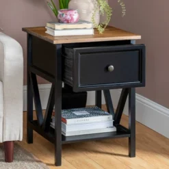 Set Of 2 Farmhouse Single Drawer V Frame Nightstands - Saracina Home -Cozy Living Sales Store GUEST 37e94c5e 823d 4fff b6b8 c64e0f45834b