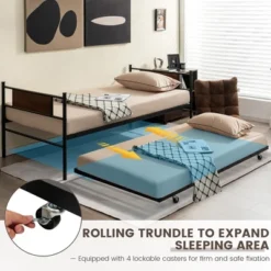 Costway Twin 2-In-1 Daybed Frame With Trundle Bed Set Steel Platform Sofa Bed Black -Cozy Living Sales Store GUEST 3c505ce9 6484 414c a870 00679bc93d3c