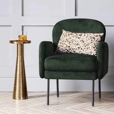 Alester Round Hammered Metal Drink Table Brass - Threshold™ 1 Alester Round Hammered Metal Drink Table Brass - Threshold™