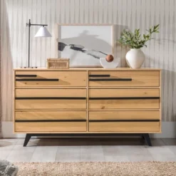 Modern 6 Drawer Double Dresser With Long Handles - Saracina Home -Cozy Living Sales Store GUEST 40ea124f 3b51 440a 98f7 60e8d19eb992