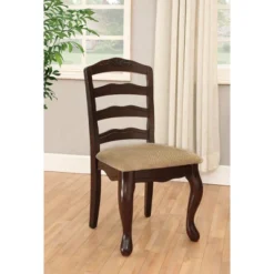 Set Of 2 Danburn Floral Accented Ladder Back Side Chair Dark Walnut - HOMES: Inside + Out