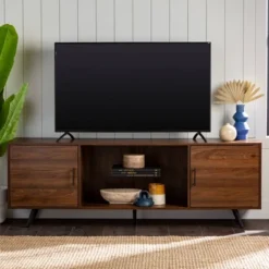 2 Door Mid-Century Modern Wood Storage TV Stand For TVs Up To 80" - Saracina Home -Cozy Living Sales Store GUEST 474e4bb8 d0cb 4809 ba15 d0ecb3aa5ec4
