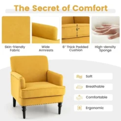Tangkula Set Of 2 Modern Accent Chair Upholstered Sofa Chair W/ Rubber Wood Legs Yellow 13 Tangkula Set Of 2 Modern Accent Chair Upholstered Sofa Chair W/ Rubber Wood Legs Yellow -Cozy Living Sales Store GUEST 4a19594f 9bc1 4a20 ad2b f73a26271abd