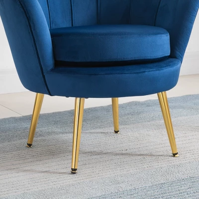 HomCom Elegant Velvet Upholstered Accent Leisure Club Chair With Gold Metal Legs 7 HomCom Elegant Velvet Upholstered Accent Leisure Club Chair With Gold Metal Legs - Image 7