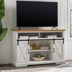 Transitional Sliding Barndoor Highboy TV Stand For TVs Up To 58" - Saracina Home -Cozy Living Sales Store GUEST 4c19d460 b0f1 4bd4 adae 7d662cd1c88d