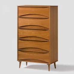 Mid-Century Modern Contoured 5 Drawer Chest Of Drawers - Saracina Home -Cozy Living Sales Store GUEST 4c1c83b0 0324 4ee8 ae12 19111936c63c