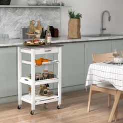 Costway Compact Kitchen Island Cart Rolling Service Trolley With Stainless Steel Top Basket 12 Costway Compact Kitchen Island Cart Rolling Service Trolley With Stainless Steel Top Basket -Cozy Living Sales Store GUEST 4d833836 1d03 48d0 ab03 949b4fe18001