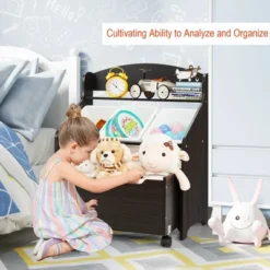 Costway Kids Wooden Toy Storage Unit Organizer W/Rolling Toy Box & Plastic Bins NaturalEspresso 13 Costway Kids Wooden Toy Storage Unit Organizer W/Rolling Toy Box & Plastic Bins NaturalEspresso -Cozy Living Sales Store GUEST 4fc34305 9481 40cd bed5 35dcd736d6c9