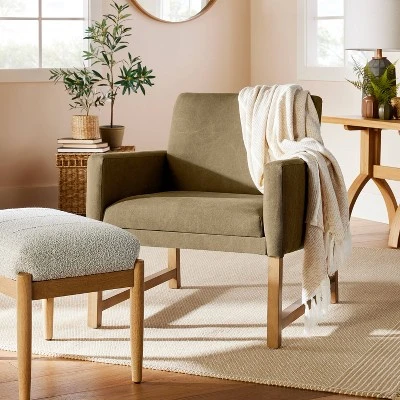 Canvas Upholstered Accent Arm Chair - Khaki - Hearth & Hand™ With Magnolia 1 Canvas Upholstered Accent Arm Chair - Khaki - Hearth & Hand™ With Magnolia