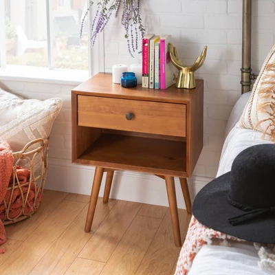 Greenberg 1 Drawer Mid-Century Modern Solid Wood Nightstand - Saracina Home 2 Greenberg 1 Drawer Mid-Century Modern Solid Wood Nightstand - Saracina Home - Image 2