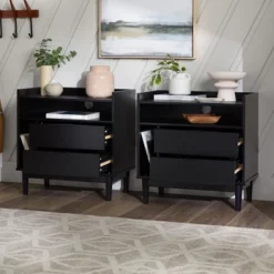 2pk Mid-Century Modern Solid Wood 2 Drawer Storage Nightstands - Saracina Home 21 2pk Mid-Century Modern Solid Wood 2 Drawer Storage Nightstands - Saracina Home -Cozy Living Sales Store GUEST 559c5ca6 af7e 4136 9a5f 989a82141900