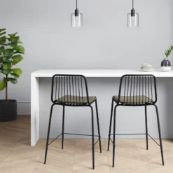 Featured Products 1 Set Of 2 Sodra Rounded Seat Wire Counter Height Barstool Black - Threshold™