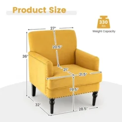Tangkula Set Of 2 Modern Accent Chair Upholstered Sofa Chair W/ Rubber Wood Legs Yellow 11 Tangkula Set Of 2 Modern Accent Chair Upholstered Sofa Chair W/ Rubber Wood Legs Yellow -Cozy Living Sales Store GUEST 59a0fbbd c8d4 4381 9b84 49c42ed1e4f6