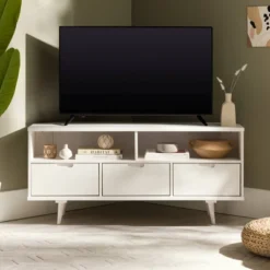 Cara Mid-Century Modern 3 Drawer Corner TV Stand For TVs Up To 58" - Saracina Home 39 Cara Mid-Century Modern 3 Drawer Corner TV Stand For TVs Up To 58" - Saracina Home -Cozy Living Sales Store GUEST 5a91e93e d508 4e72 9f59 32f14f024c2a
