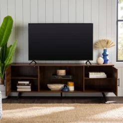 2 Door Mid-Century Modern Wood Storage TV Stand For TVs Up To 80" - Saracina Home -Cozy Living Sales Store GUEST 5d44119d 7e55 4beb 8f77 bb1514318948
