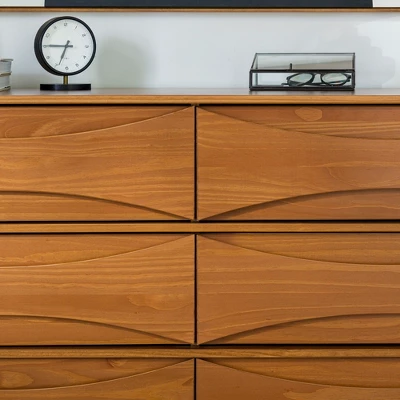 Mid-Century Modern Contoured 6 Drawer Dresser - Saracina Home 14 Mid-Century Modern Contoured 6 Drawer Dresser - Saracina Home - Image 14