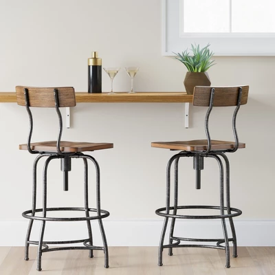 Woodsboro Adjustable Barstool Brown - Threshold™ 1 Woodsboro Adjustable Barstool Brown - Threshold™