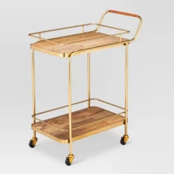 Metal, Wood, And Leather Bar Cart - Gold - Threshold™ 6 Metal, Wood, And Leather Bar Cart - Gold - Threshold™ -Cozy Living Sales Store GUEST 63d965bb b034 43cc b2af e01cf6536a7f