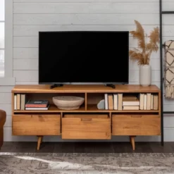 Cara Mid-Century Modern 3 Drawer TV Stand For TVs Up To 65" - Saracina Home 31 Cara Mid-Century Modern 3 Drawer TV Stand For TVs Up To 65" - Saracina Home -Cozy Living Sales Store GUEST 6406604d 1ec4 4548 a085 d7d44d4bfcce