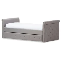 Twin Swanson Modern And Contemporary Fabric Tufted Daybed With Roll-Out Trundle Guest Bed - Baxton Studio -Cozy Living Sales Store GUEST 64123631 7044 42da 956a 442d18f7cffb