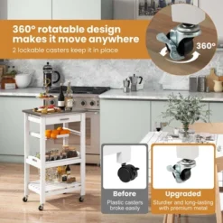 Costway Compact Kitchen Island Cart Rolling Service Trolley With Stainless Steel Top Basket 14 Costway Compact Kitchen Island Cart Rolling Service Trolley With Stainless Steel Top Basket -Cozy Living Sales Store GUEST 65c0c9bb 50c6 4b23 bffd 4f1388a1e634