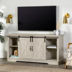 Modern Transitional Sliding Barndoor TV Stand For TVs Up To 65"- Saracina Home