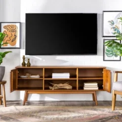 Solid Wood Mid-Century Modern TV Stand For TVs Up To 65" - Saracina Home 25 Solid Wood Mid-Century Modern TV Stand For TVs Up To 65" - Saracina Home -Cozy Living Sales Store GUEST 686002c1 8c90 4149 bce4 d40fc12f1038