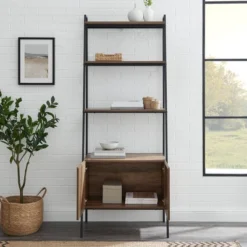 72" Open Shelf And Closed Storage Cabinet Ladder Bookcase - Saracina Home 16 72" Open Shelf And Closed Storage Cabinet Ladder Bookcase - Saracina Home -Cozy Living Sales Store GUEST 6884917e 6feb 464d 9a56 e3dd05df4cc1