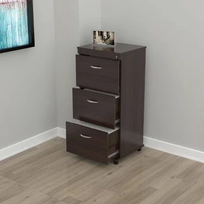 40.16" 3 Drawer Locking File Cabinet Espresso - Inval 2 40.16" 3 Drawer Locking File Cabinet Espresso - Inval - Image 2