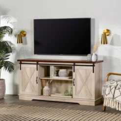 Modern Transitional Sliding Barndoor TV Stand For TVs Up To 65"- Saracina Home 35 Modern Transitional Sliding Barndoor TV Stand For TVs Up To 65"- Saracina Home -Cozy Living Sales Store GUEST 6cfa14d3 36c0 4768 9784 c3a77c7e184f