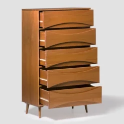 Mid-Century Modern Contoured 5 Drawer Chest Of Drawers - Saracina Home -Cozy Living Sales Store GUEST 6ea3faf0 2aed 40ff a53a 33a2aa0036a2