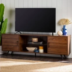 2 Door Mid-Century Modern Wood Storage TV Stand For TVs Up To 80" - Saracina Home -Cozy Living Sales Store GUEST 731fc50a 2639 4fe3 90be a972112a62a2
