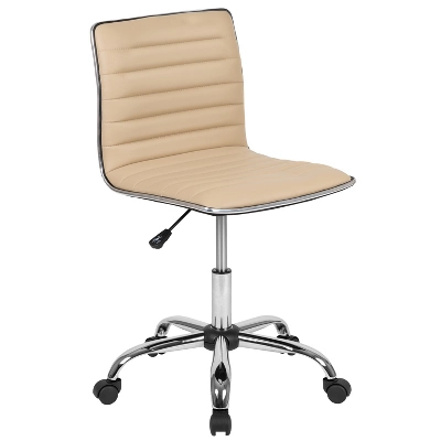 Emma And Oliver Low Back Designer Armless Ribbed Swivel Task Office Chair 14 Emma And Oliver Low Back Designer Armless Ribbed Swivel Task Office Chair - Image 14