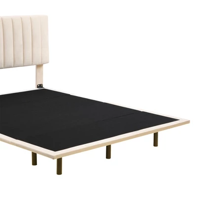 Queen Size Upholstered Floating Velvet Platform Bed With Sensor Light And Headboard-ModernLuxe 8 Queen Size Upholstered Floating Velvet Platform Bed With Sensor Light And Headboard-ModernLuxe - Image 8