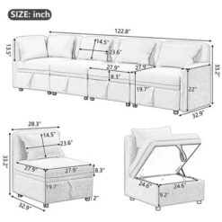 122.8" Minimalist Convertible Modular Sofa, Upholstered Sectional Sofa Couch With 5 Pillows-ModernLuxe 15 122.8" Minimalist Convertible Modular Sofa, Upholstered Sectional Sofa Couch With 5 Pillows-ModernLuxe -Cozy Living Sales Store GUEST 793e584d 807e 4842 8190 13b2a3034754